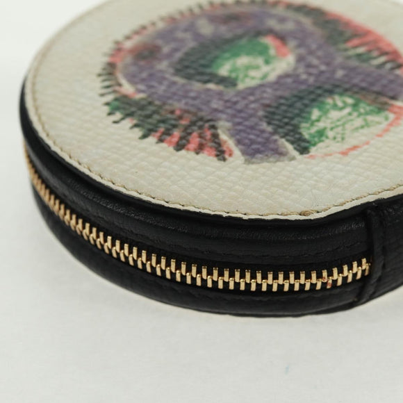 BURBERRY Coin Purse Leather White Gold Auth 161634V