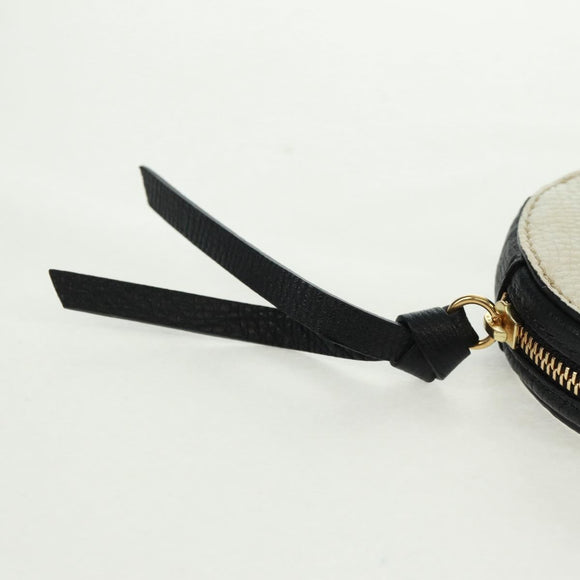 BURBERRY Coin Purse Leather White Gold Auth 161634V