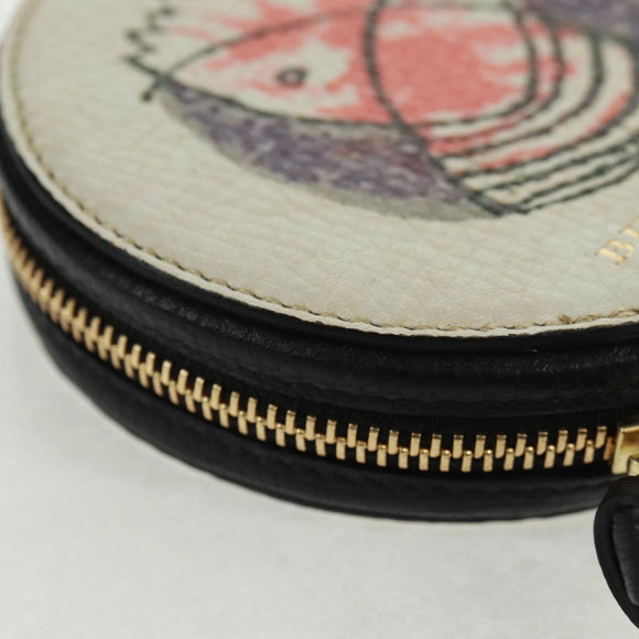 BURBERRY Coin Purse Leather White Gold Auth 161634V