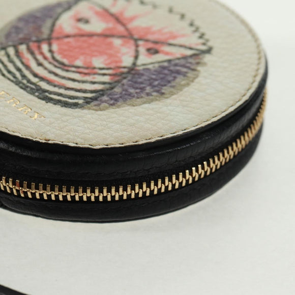 BURBERRY Coin Purse Leather White Gold Auth 161634V