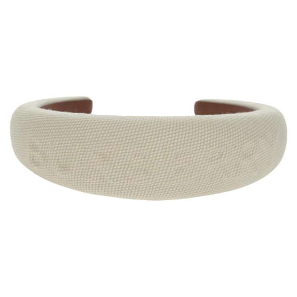 BURBERRY Hair Band Canvas White Auth 161636V