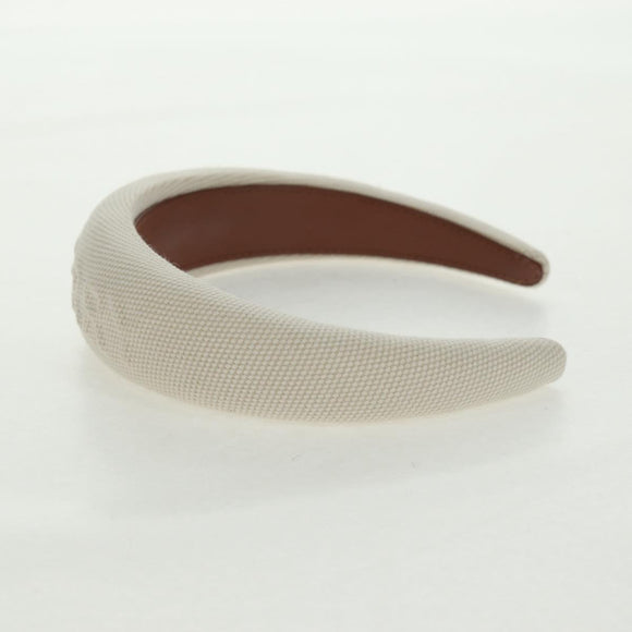 BURBERRY Hair Band Canvas White Auth 161636V