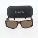 CHANEL COCO Mark Sunglasses plastic Brown CC Auth 161638-11