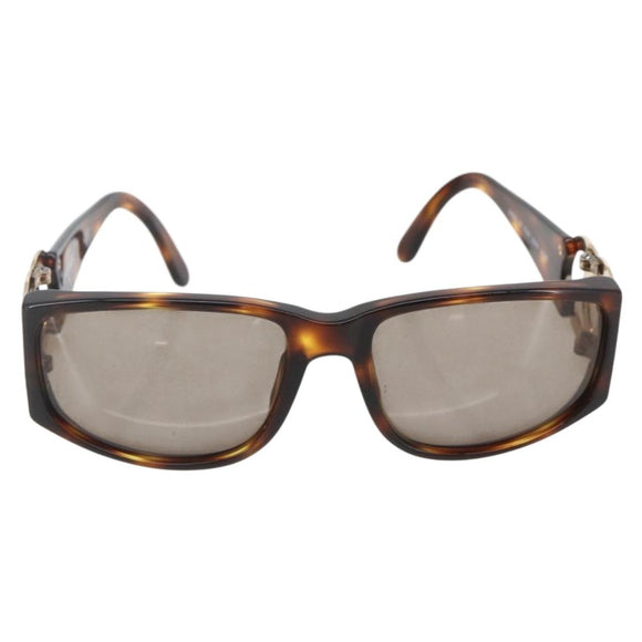 CHANEL COCO Mark Sunglasses plastic Brown CC Auth 161638