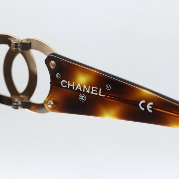 CHANEL COCO Mark Sunglasses plastic Brown CC Auth 161638