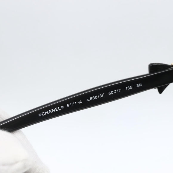 CHANEL Ribbon COCO Mark Sunglasses plastic Black 5171-A CC Auth 161639