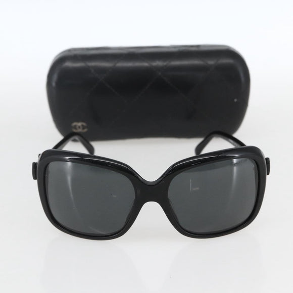 CHANEL Ribbon COCO Mark Sunglasses plastic Black 5171-A CC Auth 161639