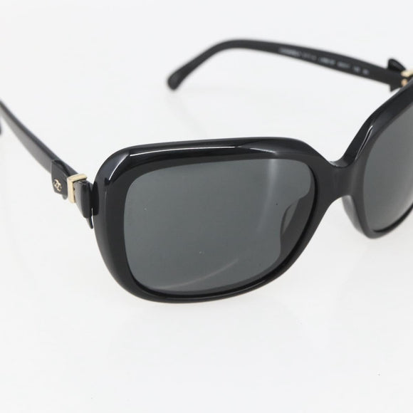 CHANEL Ribbon COCO Mark Sunglasses plastic Black 5171-A CC Auth 161639