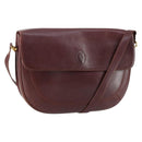 CARTIER Must Line Shoulder Bag Leather Bordeaux Gold Auth 161646-1