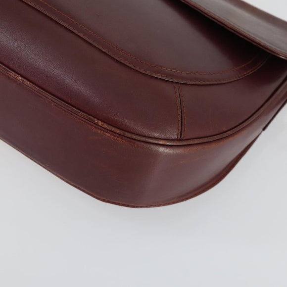 CARTIER Must Line Shoulder Bag Leather Bordeaux Gold Auth 161646