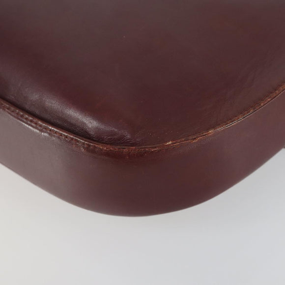 CARTIER Must Line Shoulder Bag Leather Bordeaux Gold Auth 161646