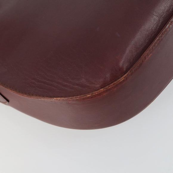 CARTIER Must Line Shoulder Bag Leather Bordeaux Gold Auth 161646