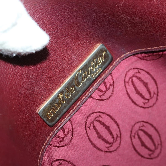 CARTIER Must Line Shoulder Bag Leather Bordeaux Gold Auth 161646