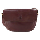 CARTIER Must Line Shoulder Bag Leather Bordeaux Gold Auth 161646-13