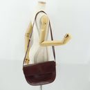 CARTIER Must Line Shoulder Bag Leather Bordeaux Gold Auth 161646-24