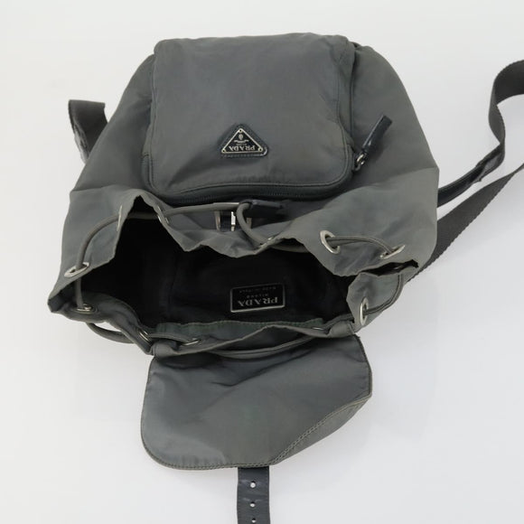 PRADA Backpack Nylon Gray Silver Auth 161647