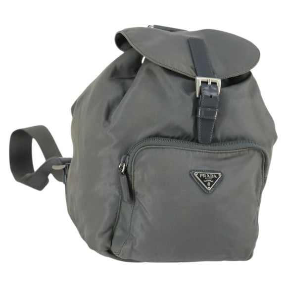 PRADA Backpack Nylon Gray Silver Auth 161647