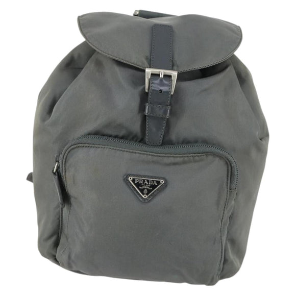 PRADA Backpack Nylon Gray Silver Auth 161647