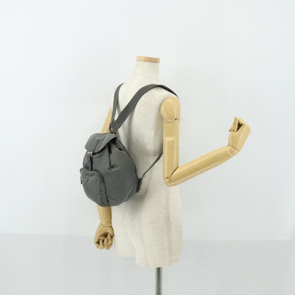 PRADA Backpack Nylon Gray Silver Auth 161647