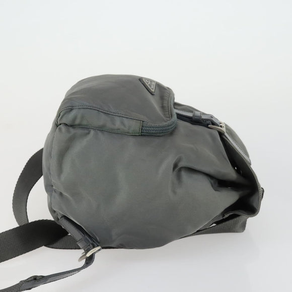 PRADA Backpack Nylon Gray Silver Auth 161647