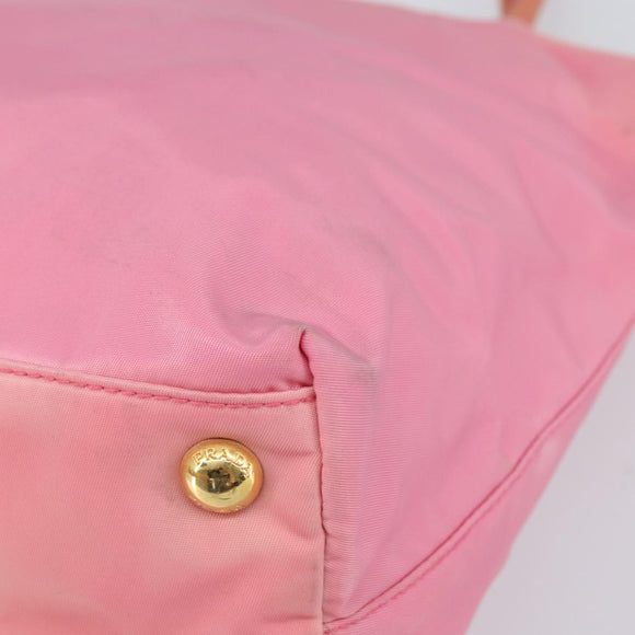 PRADA Tote Bag Nylon Pink Gold Auth 161648