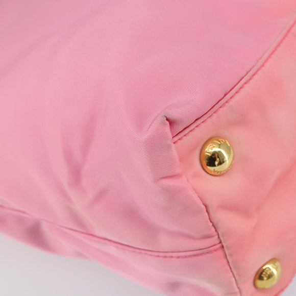 PRADA Tote Bag Nylon Pink Gold Auth 161648