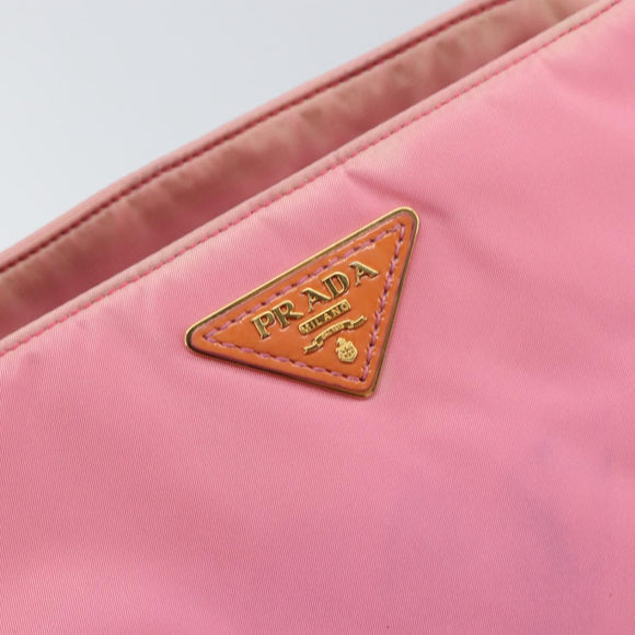PRADA Tote Bag Nylon Pink Gold Auth 161648