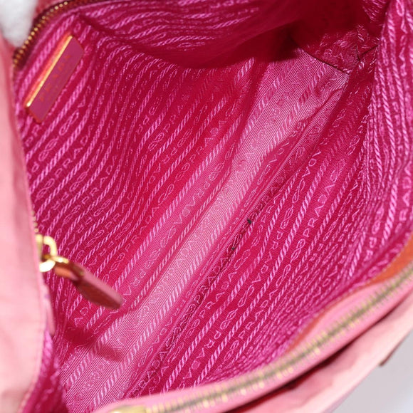 PRADA Tote Bag Nylon Pink Gold Auth 161648