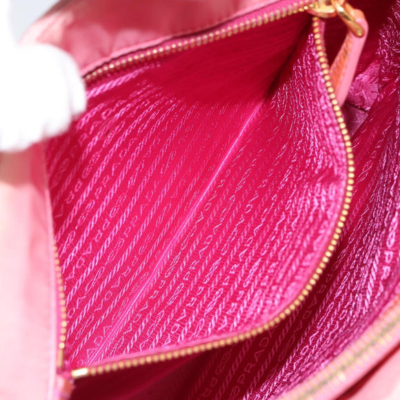PRADA Tote Bag Nylon Pink Gold Auth 161648