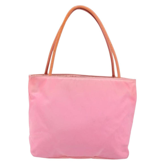 PRADA Tote Bag Nylon Pink Gold Auth 161648