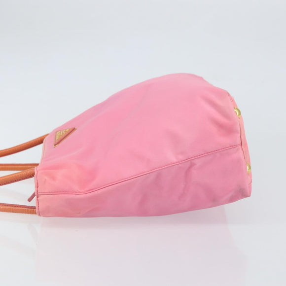 PRADA Tote Bag Nylon Pink Gold Auth 161648