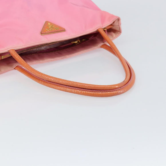 PRADA Tote Bag Nylon Pink Gold Auth 161648