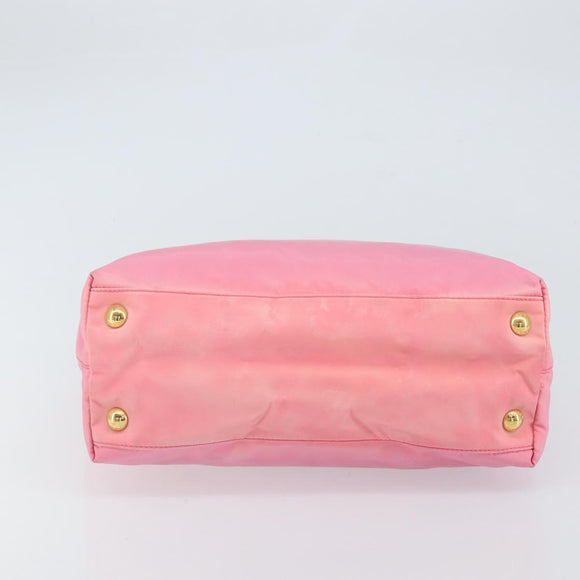 PRADA Tote Bag Nylon Pink Gold Auth 161648
