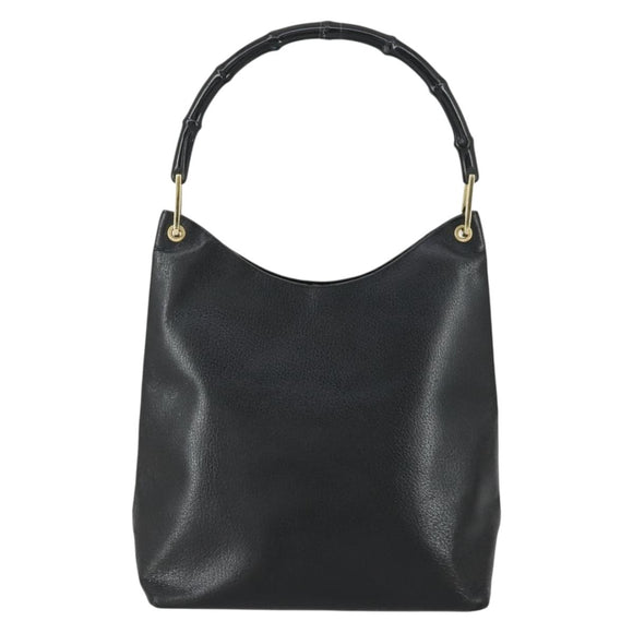 GUCCI Bamboo Schultertasche Leder Schwarz Gold Original 161651
