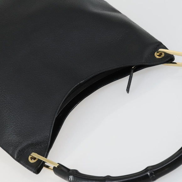 GUCCI Bamboo Schultertasche Leder Schwarz Gold Original 161651