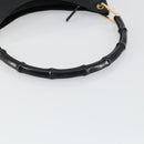 GUCCI Bamboo Shoulder Bag Leather Black Gold Auth 161651-7