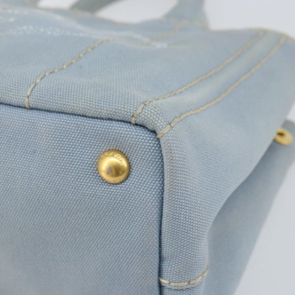 PRADA Canapa PM Hand Bag Canvas Gray Gold Auth 161654