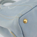 PRADA Canapa PM Hand Bag Canvas Gray Gold Auth 161654-14
