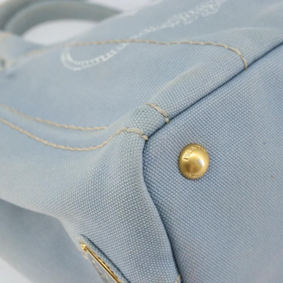 PRADA Canapa PM Hand Bag Canvas Gray Gold Auth 161654
