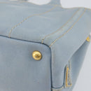 PRADA Canapa PM Hand Bag Canvas Gray Gold Auth 161654-15