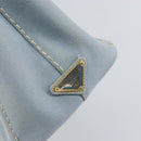 PRADA Canapa PM Hand Bag Canvas Gray Gold Auth 161654-17