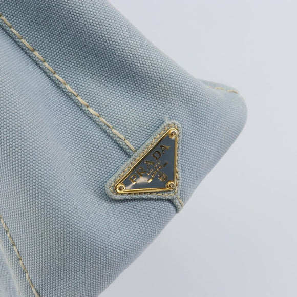 PRADA Canapa PM Hand Bag Canvas Gray Gold Auth 161654
