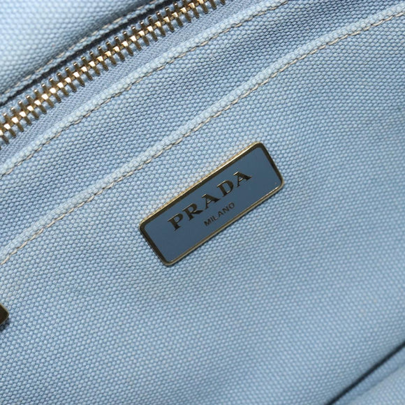 PRADA Canapa PM Hand Bag Canvas Gray Gold Auth 161654