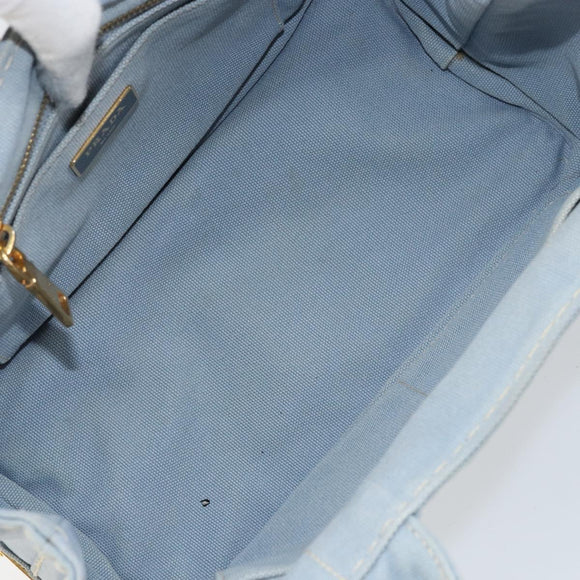 PRADA Canapa PM Hand Bag Canvas Gray Gold Auth 161654