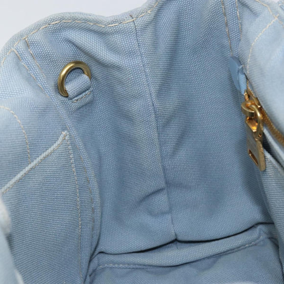 PRADA Canapa PM Hand Bag Canvas Gray Gold Auth 161654