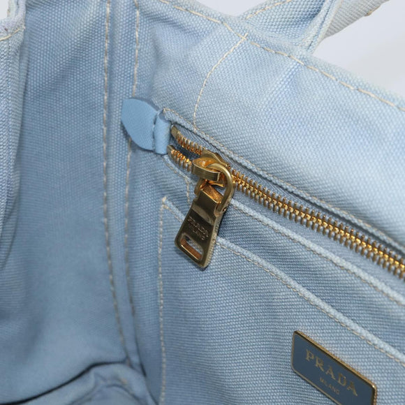 PRADA Canapa PM Hand Bag Canvas Gray Gold Auth 161654