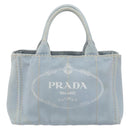 PRADA Canapa PM Hand Bag Canvas Gray Gold Auth 161654-13