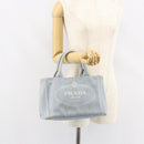 PRADA Canapa PM Hand Bag Canvas Gray Gold Auth 161654-24