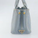 PRADA Canapa PM Hand Bag Canvas Gray Gold Auth 161654-3