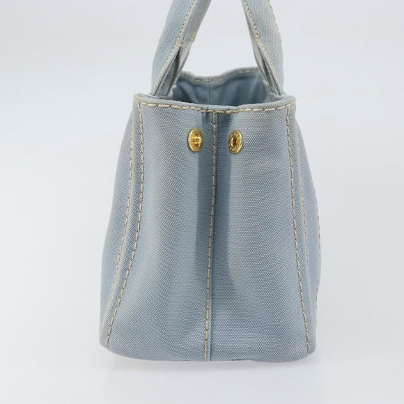 PRADA Canapa PM Hand Bag Canvas Gray Gold Auth 161654